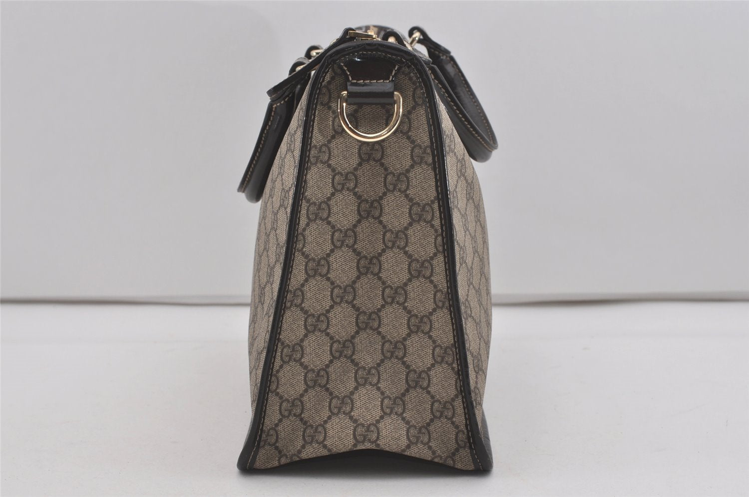 Authentic GUCCI Vintage Hand Tote Bag GG PVC Leather 190259 Brown 7030I