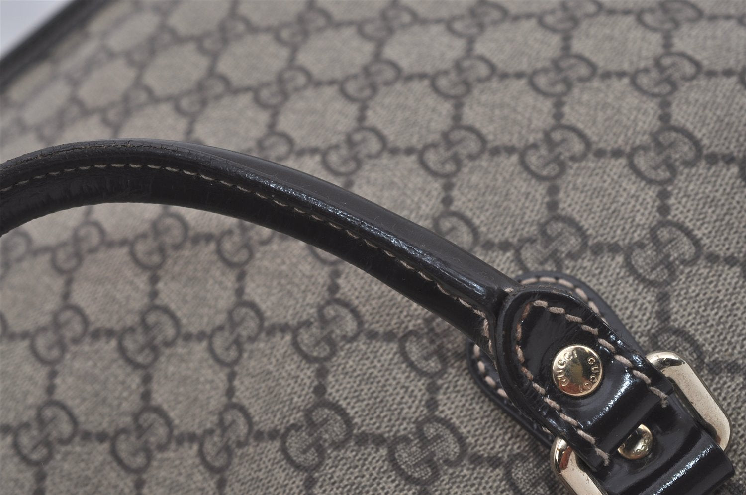 Authentic GUCCI Vintage Hand Tote Bag GG PVC Leather 190259 Brown 7030I