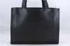 Authentic CHANEL Caviar Skin CoCo Mark Shoulder Tote Bag Black CC 7031D