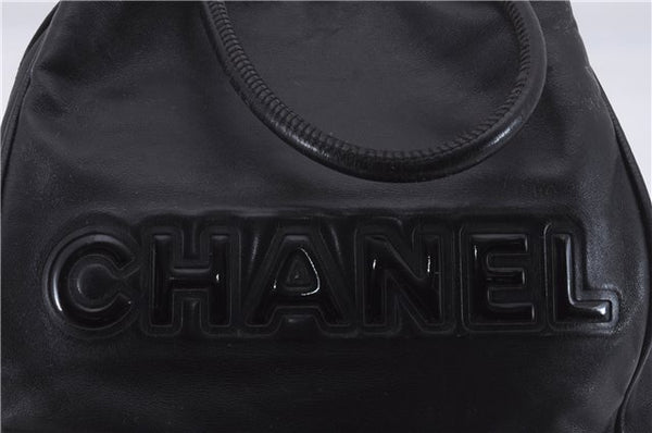 Authentic CHANEL Calf Skin Enamel Camellia Shoulder Tote Bag Purse Black 7032D