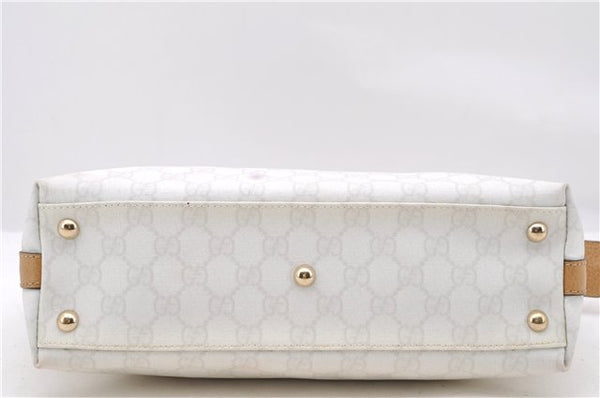 Authentic GUCCI Hand Bag Purse GG PVC Leather 264210 White Brown 7033C