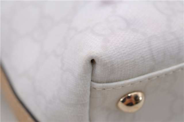 Authentic GUCCI Hand Bag Purse GG PVC Leather 264210 White Brown 7033C