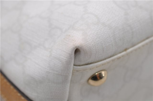 Authentic GUCCI Hand Bag Purse GG PVC Leather 264210 White Brown 7033C