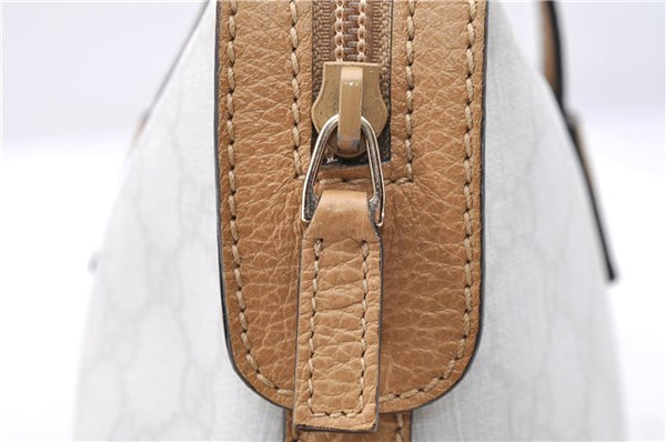 Authentic GUCCI Hand Bag Purse GG PVC Leather 264210 White Brown 7033C