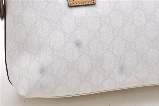 Authentic GUCCI Hand Bag Purse GG PVC Leather 264210 White Brown 7033C