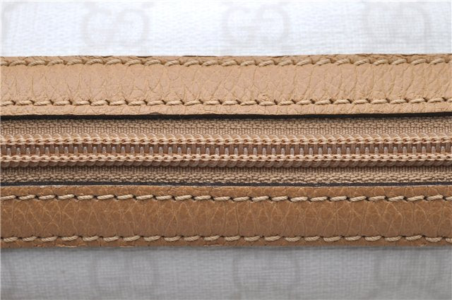 Authentic GUCCI Hand Bag Purse GG PVC Leather 264210 White Brown 7033C