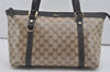 Authentic GUCCI GG Crystal Abbey Shoulder Tote Bag PVC Leather Brown 7033I