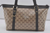 Authentic GUCCI GG Crystal Abbey Shoulder Tote Bag PVC Leather Brown 7033I