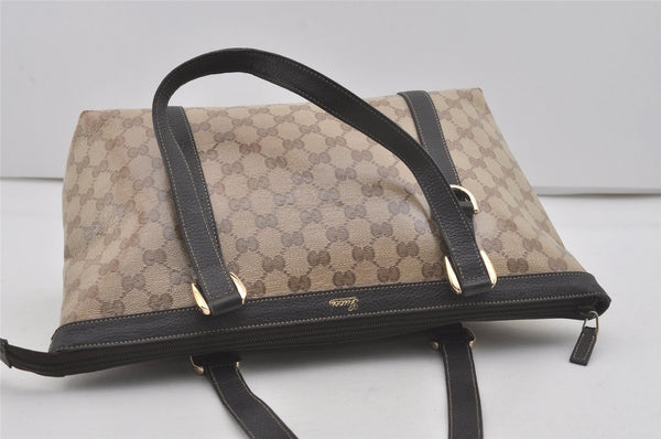 Authentic GUCCI GG Crystal Abbey Shoulder Tote Bag PVC Leather Brown 7033I