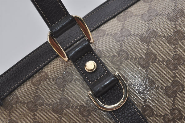 Authentic GUCCI GG Crystal Abbey Shoulder Tote Bag PVC Leather Brown 7033I
