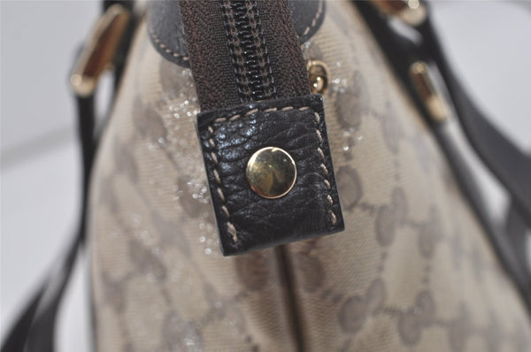 Authentic GUCCI GG Crystal Abbey Shoulder Tote Bag PVC Leather Brown 7033I