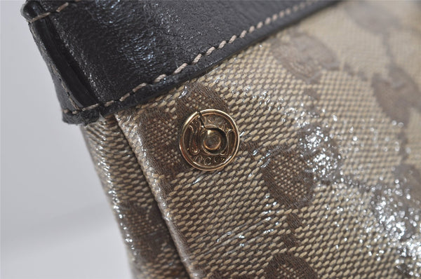 Authentic GUCCI GG Crystal Abbey Shoulder Tote Bag PVC Leather Brown 7033I