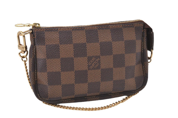 Authentic Louis Vuitton Damier Mini Pochette Accessoires Pouch N58009 LV 7034D