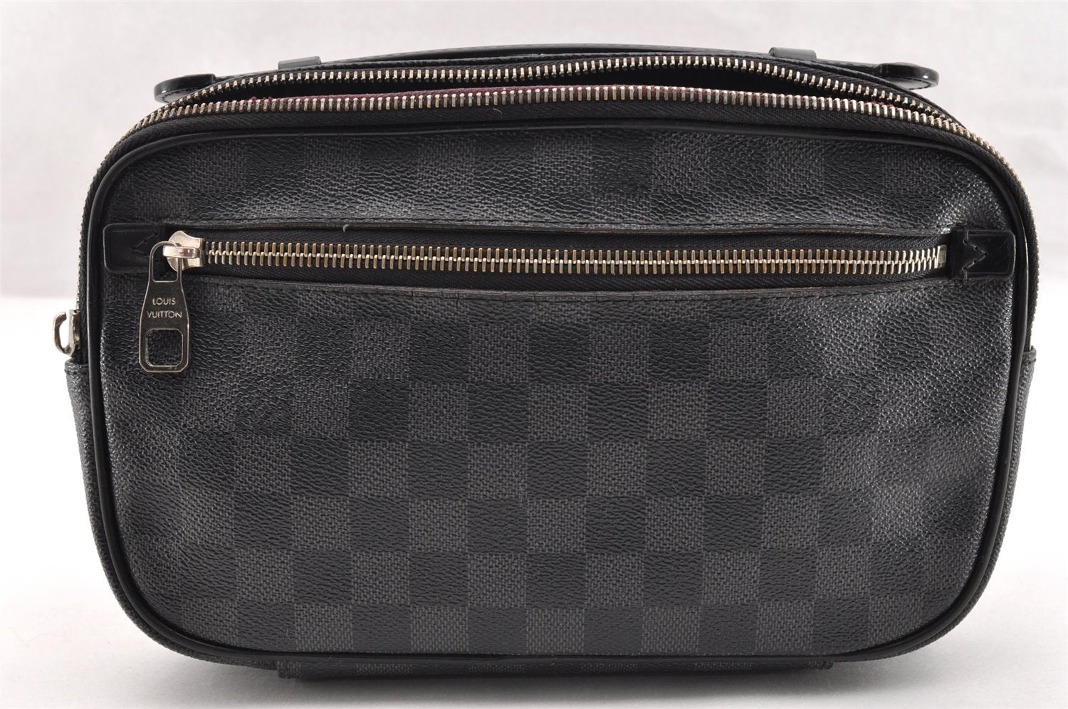 Authentic Louis Vuitton Damier Graphite Ambler Waist Body Bag N41289 Junk 7034I