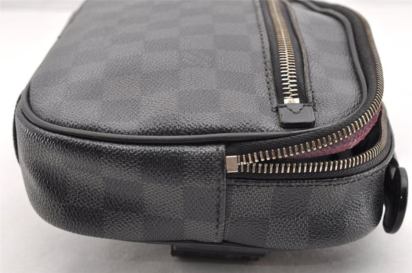 Authentic Louis Vuitton Damier Graphite Ambler Waist Body Bag N41289 Junk 7034I