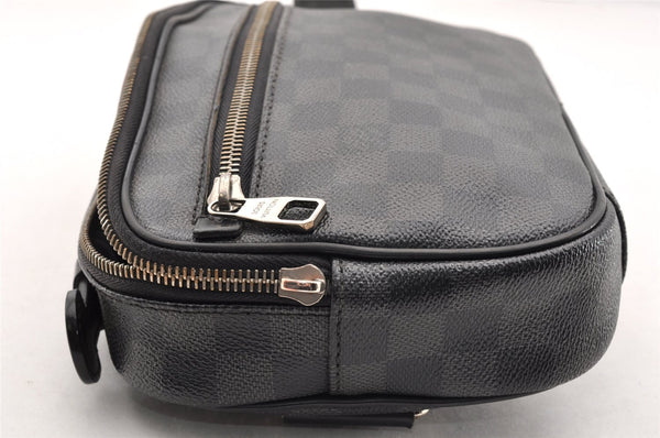 Authentic Louis Vuitton Damier Graphite Ambler Waist Body Bag N41289 Junk 7034I