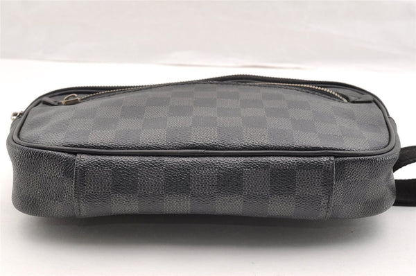 Authentic Louis Vuitton Damier Graphite Ambler Waist Body Bag N41289 Junk 7034I