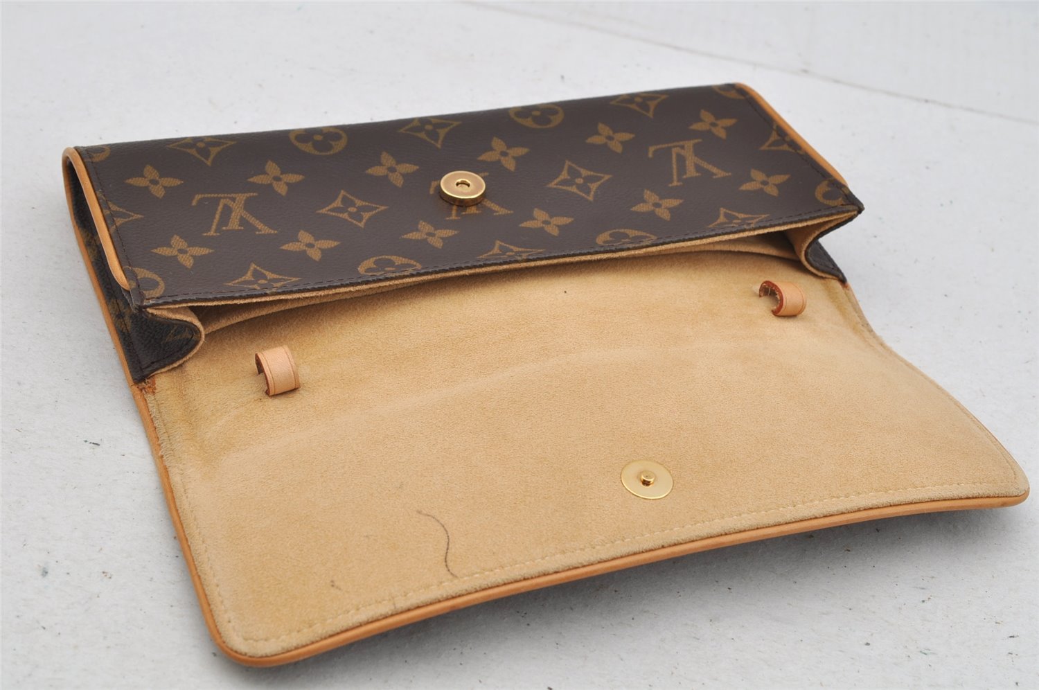 Authentic Louis Vuitton Monogram Pochette Twin GM Shoulder Bag M51852 LV 7036I