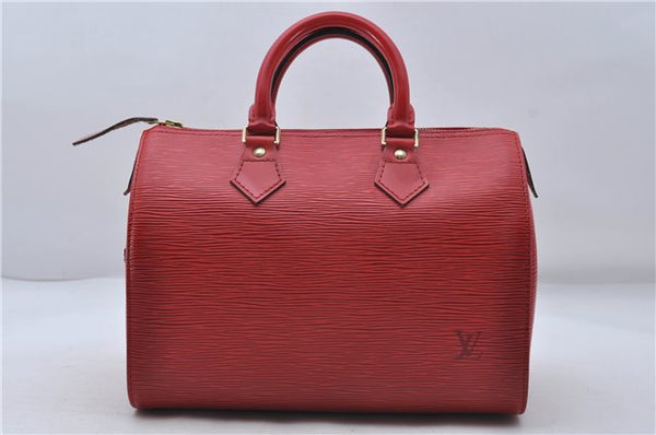 Authentic Louis Vuitton Epi Speedy 25 Hand Boston Bag Red M43017 LV 7037D