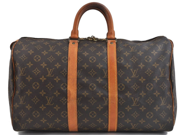 Authentic Louis Vuitton Monogram Keepall 45 Boston Bag M41428 LV 7039C