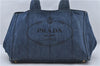 Authentic PRADA Canapa M Denim Tote Hand Bag Blue 7041D