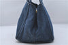 Authentic PRADA Canapa M Denim Tote Hand Bag Blue 7041D