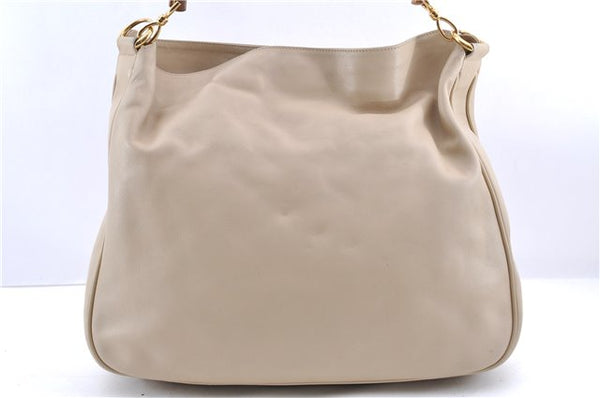 Authentic GUCCI Bamboo Shoulder Hand Bag Nylon Leather Ivory 7044C