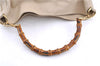 Authentic GUCCI Bamboo Shoulder Hand Bag Nylon Leather Ivory 7044C