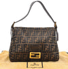 Authentic FENDI Zucca Mamma Baguette Shoulder Bag Canvas Leather Brown 7045I