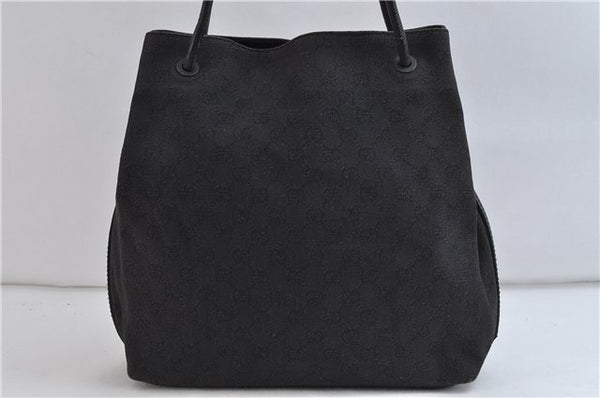 Authentic GUCCI Shoulder Tote Bag GG Canvas Leather 101341 Black 7050C