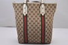 Authentic GUCCI Web Sherry Line Shoulder Tote Bag GG Canvas 162899 Brown 7050I