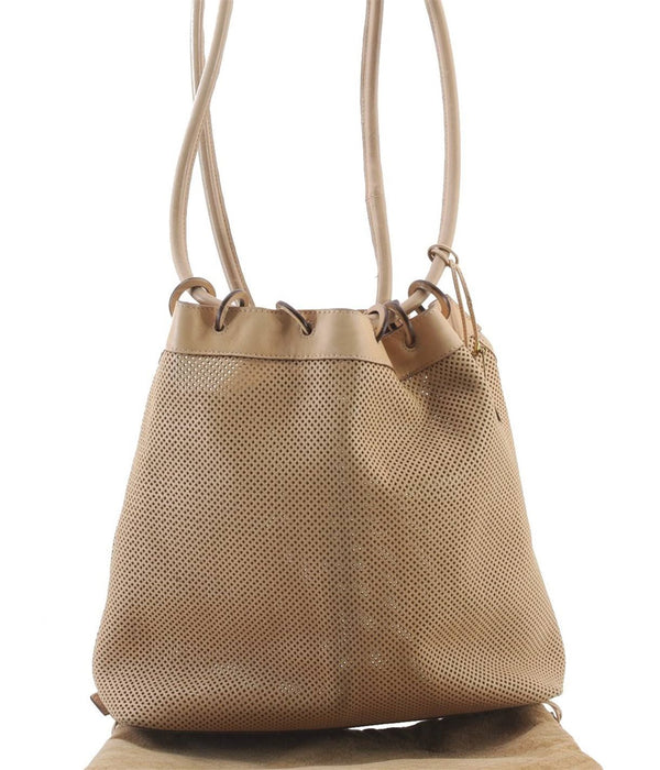 Authentic GUCCI Vintage Shoulder Bag Mesh Leather 90644 Beige 7051C