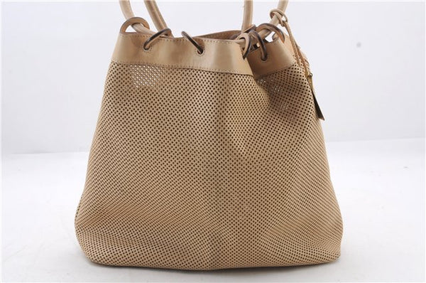 Authentic GUCCI Vintage Shoulder Bag Mesh Leather 90644 Beige 7051C