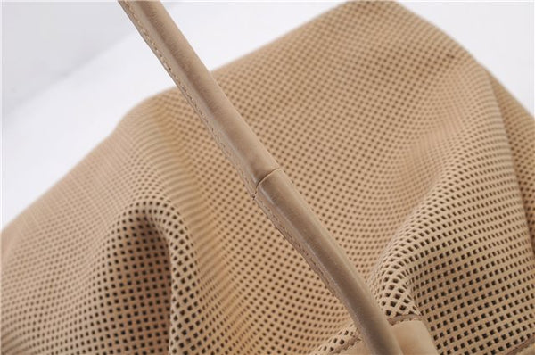 Authentic GUCCI Vintage Shoulder Bag Mesh Leather 90644 Beige 7051C