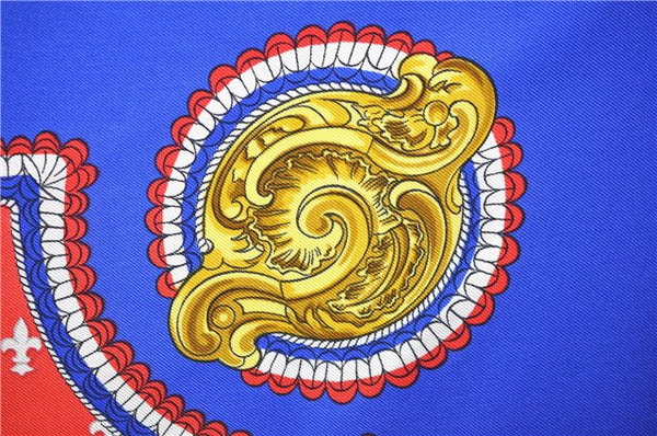 Authentic HERMES Carre 90 Scarf "SELLES A HOUSSE" Silk Blue 7051D