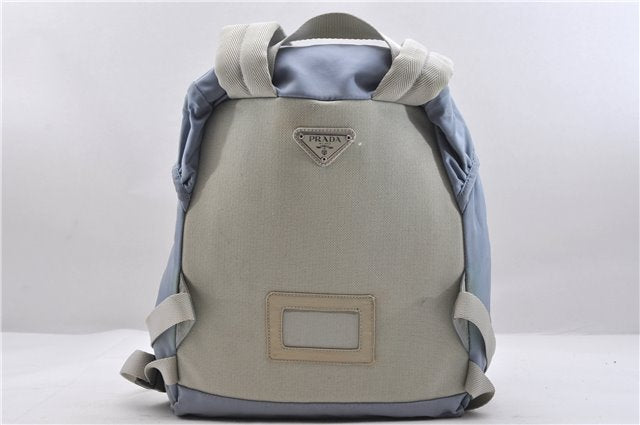 Authentic PRADA Nylon Leather Backpack Light Blue 7052C