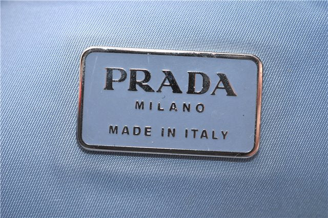 Authentic PRADA Nylon Leather Backpack Light Blue 7052C