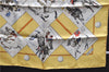 HERMES Petit Carre 40 Scarf Handkerchief "LE MONDE DU POLO" Silk Yellow 7053D
