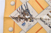 HERMES Petit Carre 40 Scarf Handkerchief "LE MONDE DU POLO" Silk Yellow 7053D