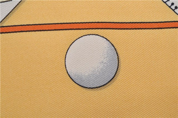 HERMES Petit Carre 40 Scarf Handkerchief "LE MONDE DU POLO" Silk Yellow 7053D