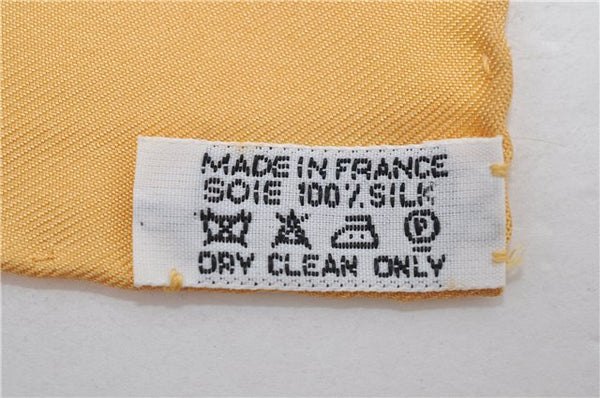 HERMES Petit Carre 40 Scarf Handkerchief "LE MONDE DU POLO" Silk Yellow 7053D