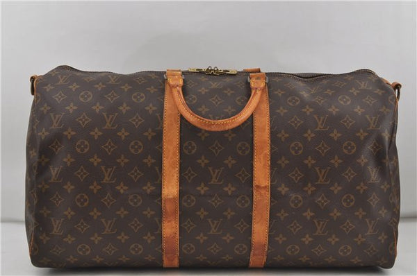 Auth Louis Vuitton Monogram Keepall Bandouliere 55 Boston Bag M41414 LV 7054D