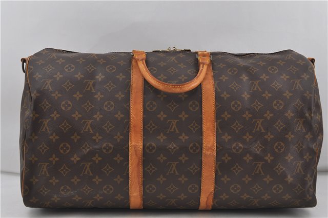 Auth Louis Vuitton Monogram Keepall Bandouliere 55 Boston Bag M41414 LV 7054D