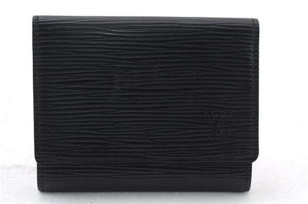 Auth LOUIS VUITTON Epi Enveloppe Carte De Visit Business Card Case Black 7055C