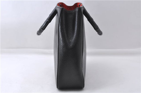 Authentic GUCCI Vintage Bamboo Hand Bag Purse Leather 0021061 Black 7059D