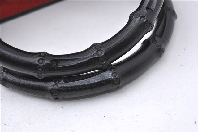 Authentic GUCCI Vintage Bamboo Hand Bag Purse Leather 0021061 Black 7059D