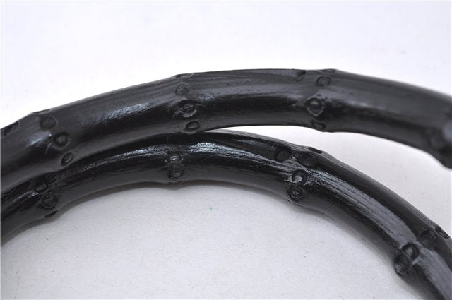 Authentic GUCCI Vintage Bamboo Hand Bag Purse Leather 0021061 Black 7059D