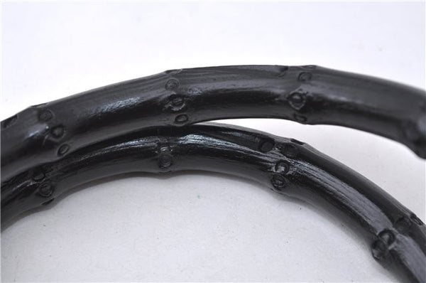 Authentic GUCCI Vintage Bamboo Hand Bag Purse Leather 0021061 Black 7059D