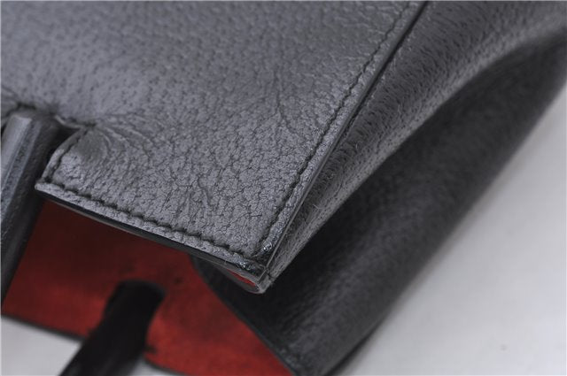 Authentic GUCCI Vintage Bamboo Hand Bag Purse Leather 0021061 Black 7059D