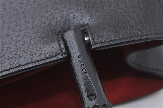 Authentic GUCCI Vintage Bamboo Hand Bag Purse Leather 0021061 Black 7059D